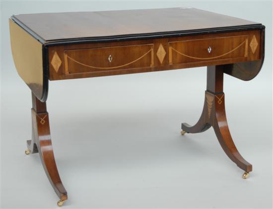 Appraisal: MAHOGANY SOFA TABLE th c drop end with classical inlays