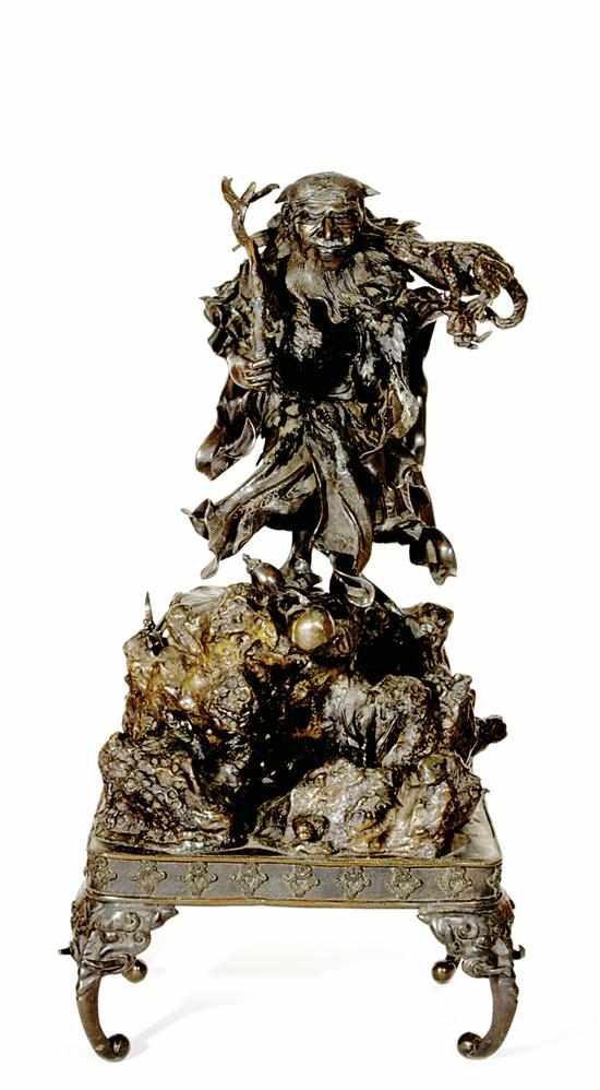 Appraisal: Japanese bronze figure of sorcerer Meiji period late th century