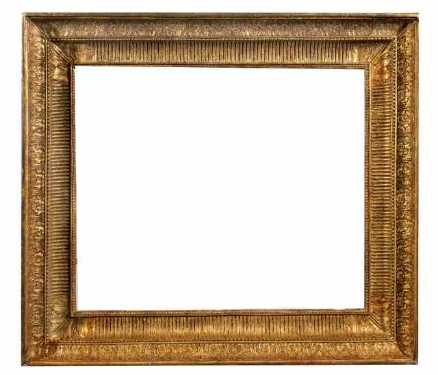 Appraisal: A FRENCH EMPIRE FRAME the fluted cove with leaf ornament