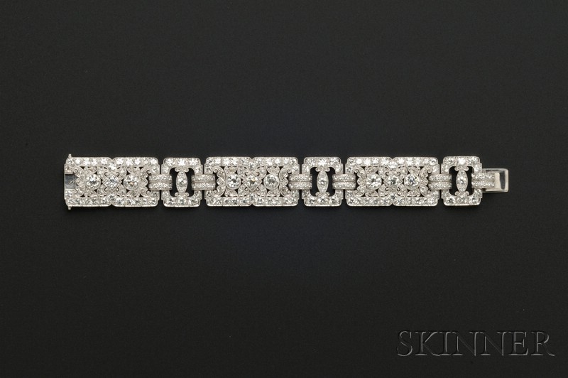 Appraisal: Art Deco Platinum and Diamond Bracelet the articulated strap set