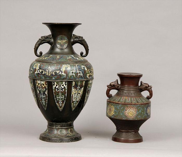 Appraisal: Chinese Cloisonn Enamel Vase Together with another cloisonn enamel vase