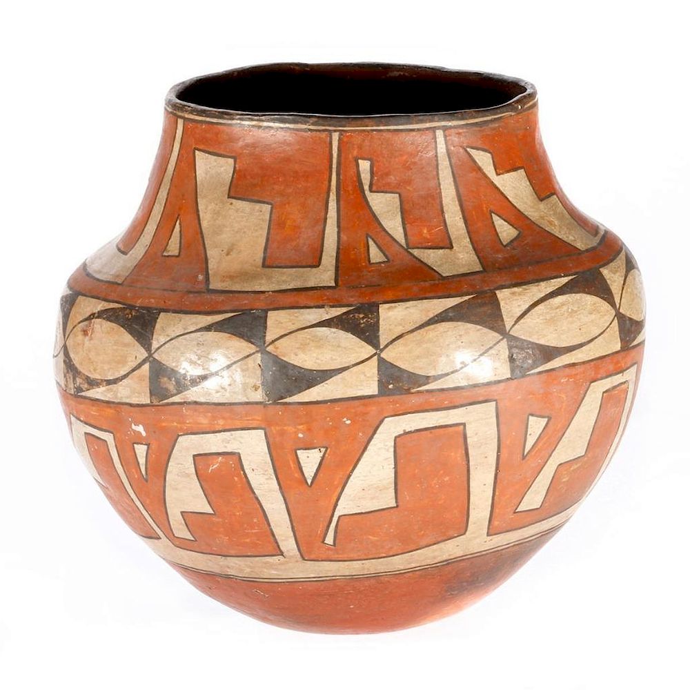 Appraisal: A Laguna or Acoma Polychrome Jar Minor restoration paint in