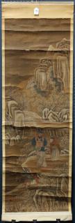 Appraisal: Chinese Scroll Figures Anonymous Mountain Scenery and Scholars ink and