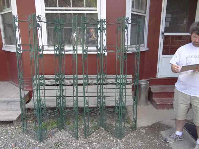 Appraisal: Pair folding metal screens ' W ' '' Ht