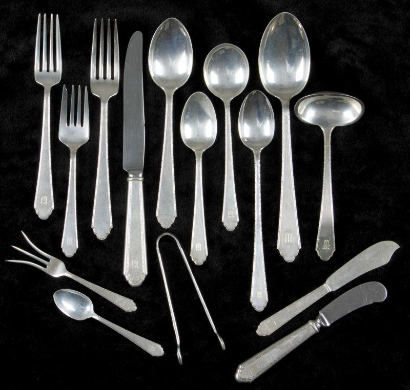 Appraisal: Lunt William and Mary Treasure Sterling Flatware piece set including