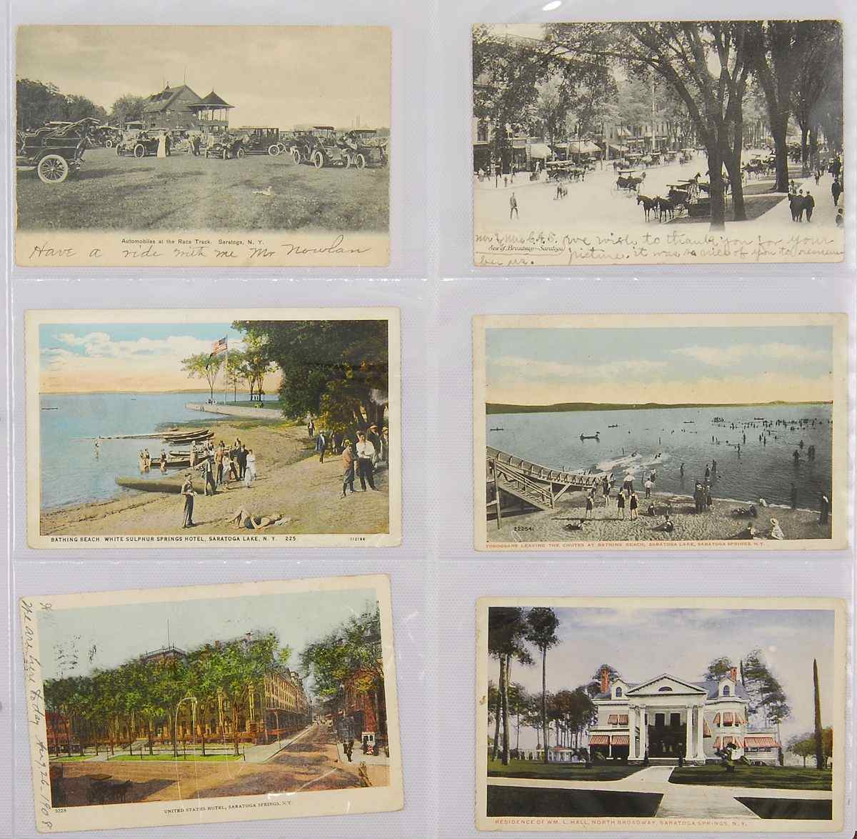 Appraisal: ALBUM SARATOGA SPRINGS HORSE RACING early th Century postcards including