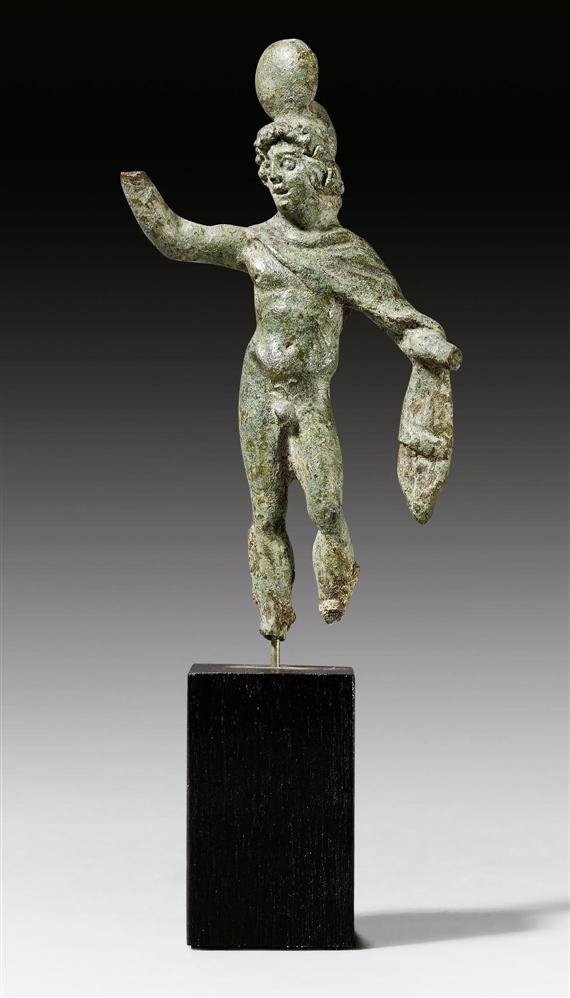 Appraisal: SMALL DIOSCURI STATUETTE nd century found in Anatolia Corroded bronze