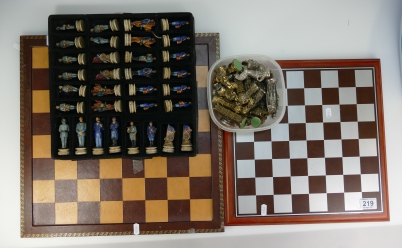 Appraisal: A collection of chess boards and chess pieces including American