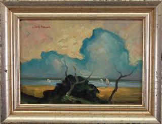 Appraisal: William Leon Stacks - coastal landscape Oil on board Overall