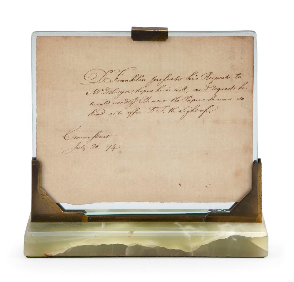 Appraisal: LETTER BELIEVED TO HAVE BEEN WRITTEN BY BENJAMIN FRANKLIN DATED