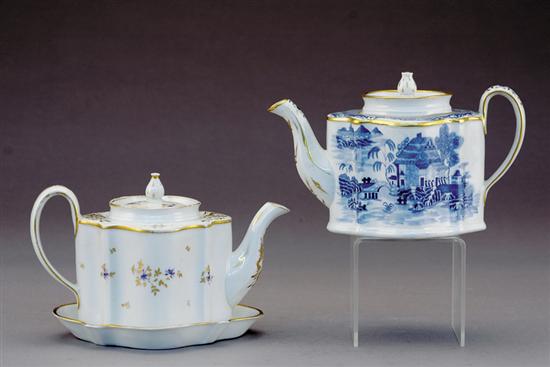 Appraisal: New Hall porcelain teapots late th centuryone with shaped form