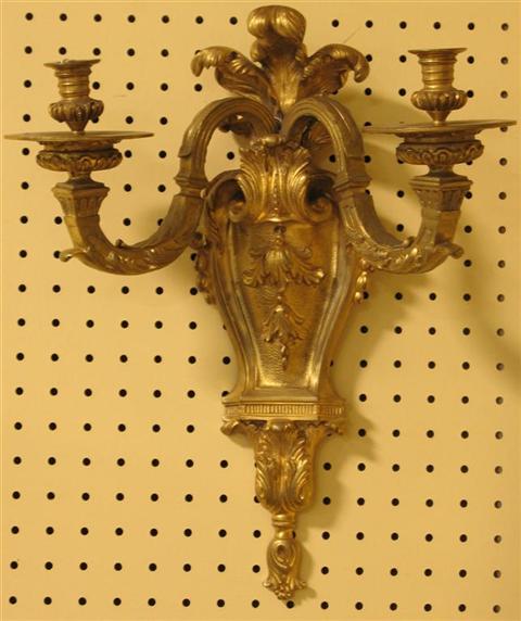 Appraisal: REGENCE STYLE GILT BRONZE TWO-LIGHT SCONCE Cast in the French