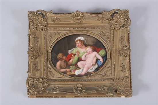 Appraisal: CONTINENTAL PORCELAIN PLAQUE late th-early th century Oval shape depicting