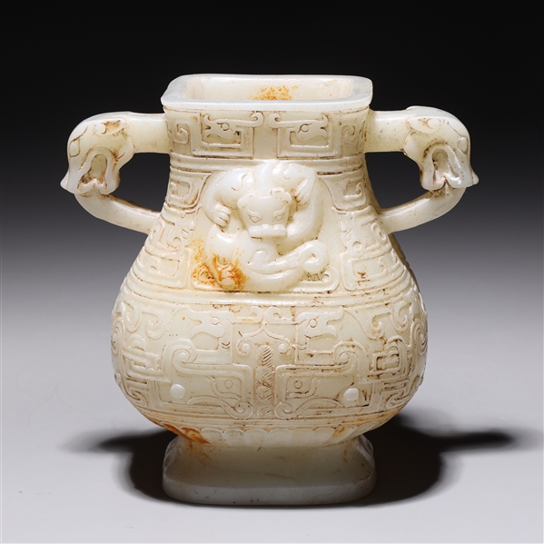 Appraisal: Chinese carved hardstone vase in the Zhou period style with