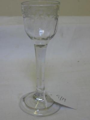 Appraisal: A GEORGIAN WINE GLASS the mildly fluted bowl wheel cut