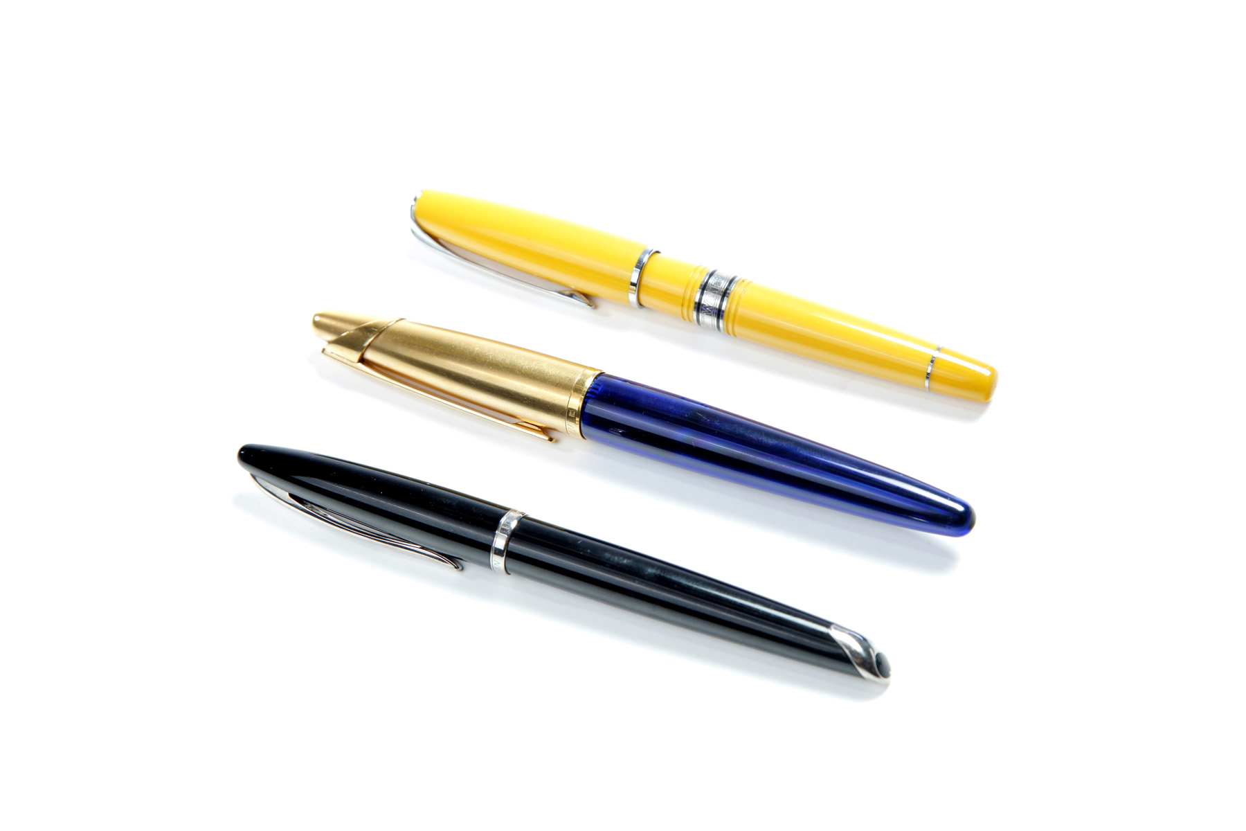 Appraisal: THREE WATERMAN FOUNTAIN PENS France late th century Yellow example