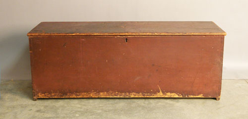 Appraisal: Red painted pine blanket chest th c h l