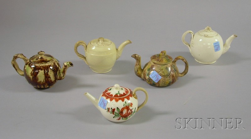 Appraisal: Five Assorted Small British Glazed and Decorated Creamware and Ceramic