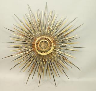 Appraisal: Brutalist Metal Nail Sunburst Wall Sculpture Dou Brutalist Metal Nail