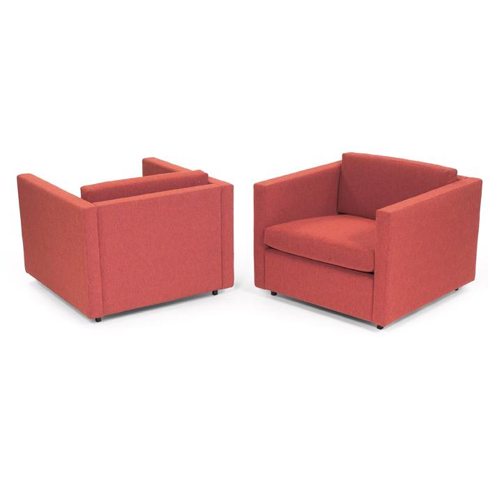 Appraisal: Charles Pfister lounge chairs pair by Knoll square forms in