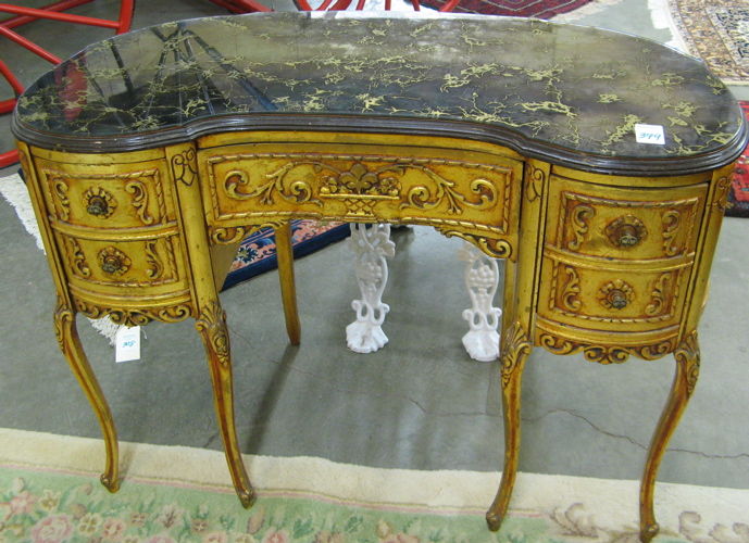 Appraisal: LOUIS XV STYLE GILTWOOD KIDNEY DESK American mid th century