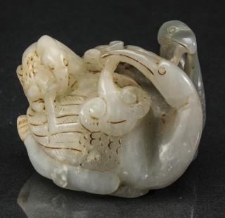 Appraisal: Chinese white and grey jade carving h Chinese white and