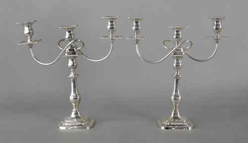 Appraisal: Pair of weighted sterling silver candelabra th c h