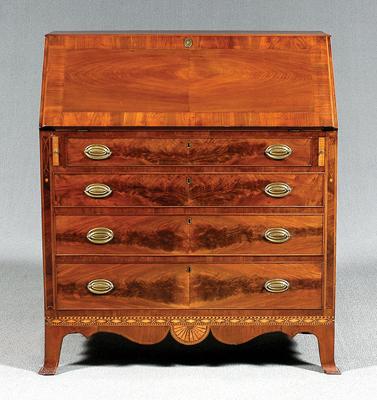 Appraisal: Fine Federal inlaid desk figured walnut and tiger maple with