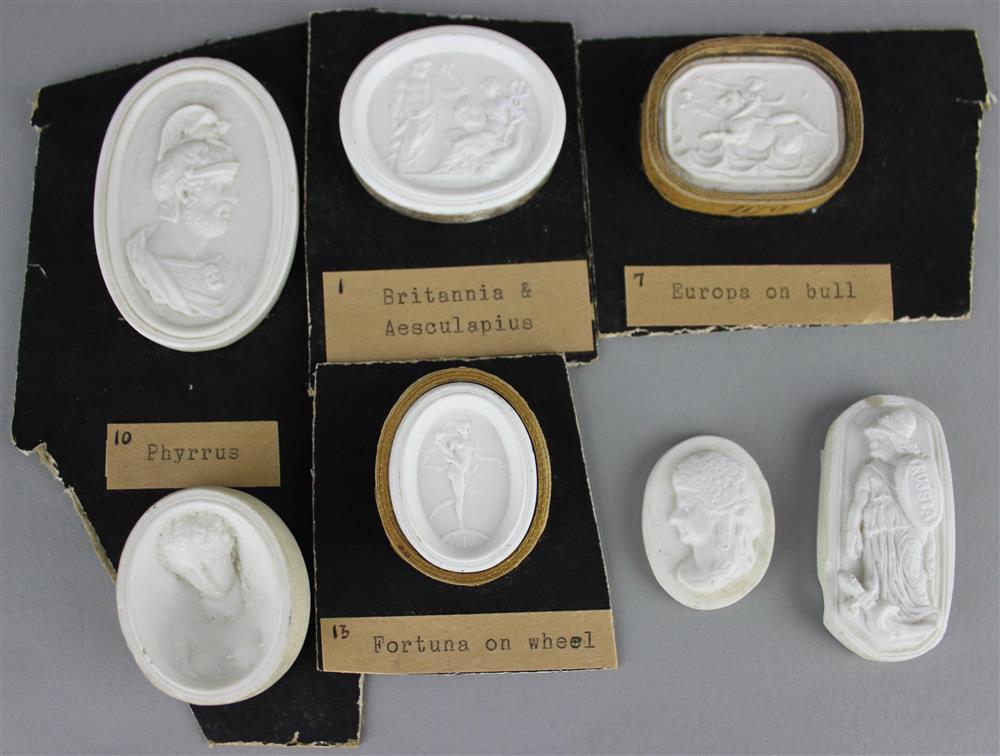 Appraisal: SEVEN CAMEO MEDALLIONS BY CHARLES BROWN OR WILLIAM BROWN signed