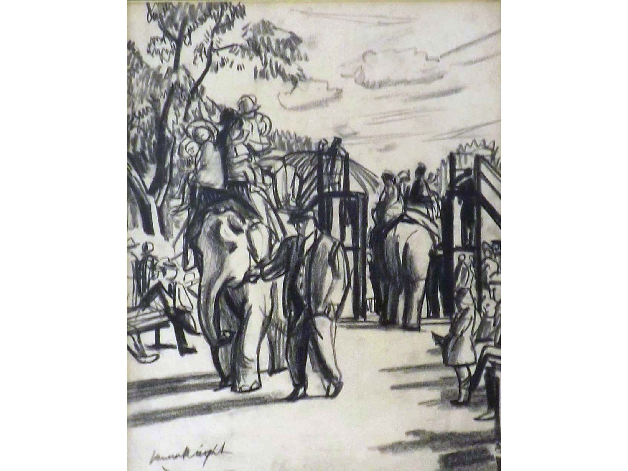 Appraisal: Dame Laura Knight - - keeper leading an elephant with