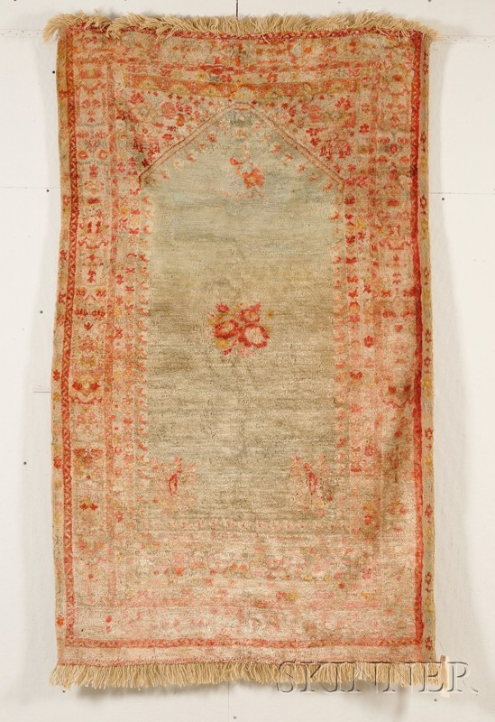 Appraisal: Angora Ushak Prayer Rug West Anatolia late th century rewoven