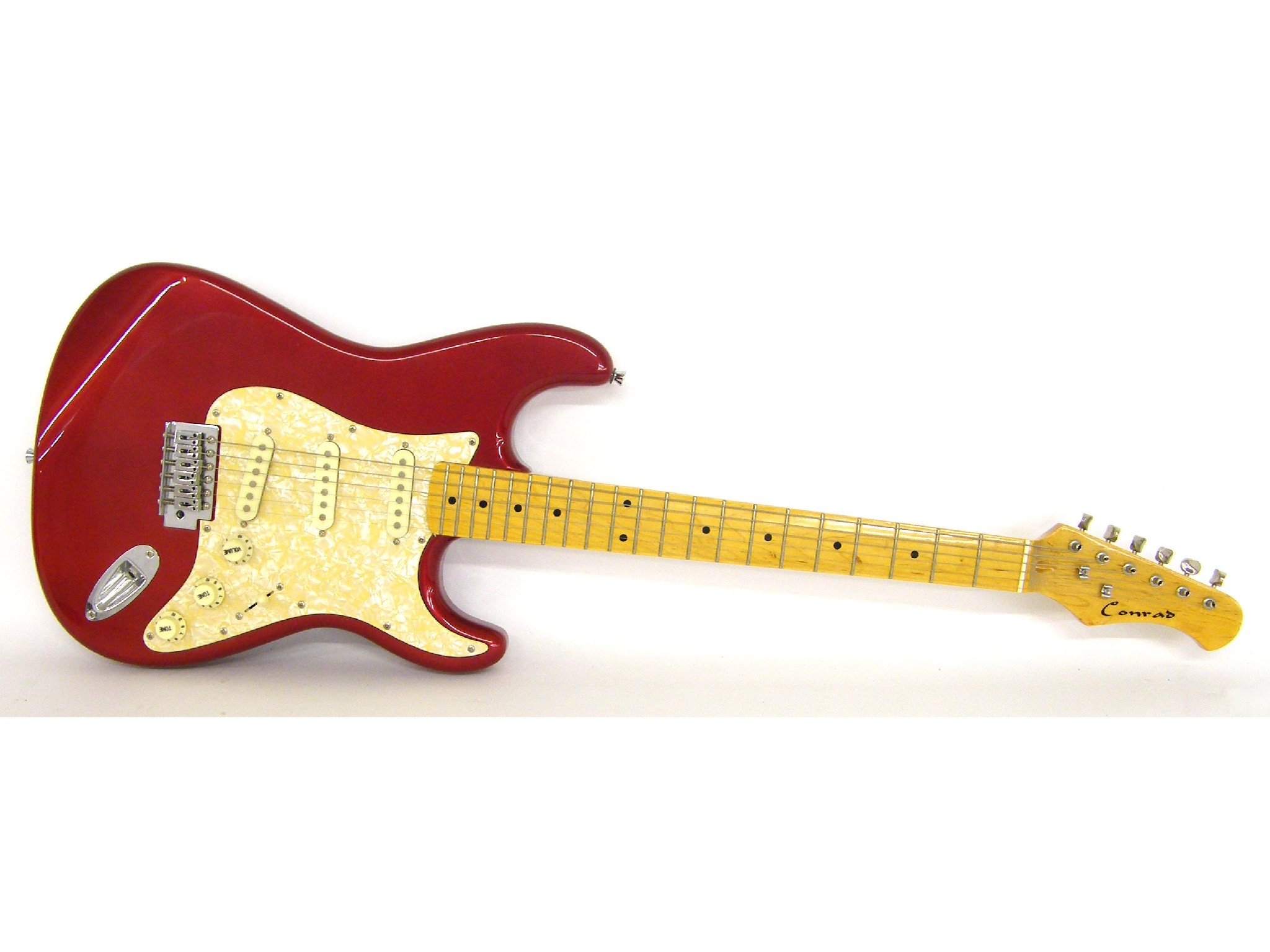 Appraisal: Conrad Stratocaster style electric guitar metallic red finish with some