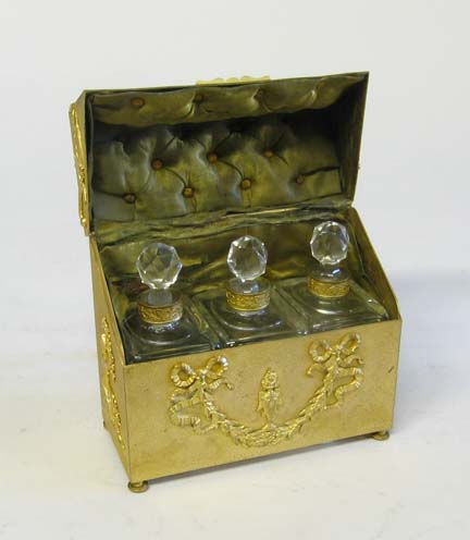 Appraisal: French neoclassical style gilt bronze perfume set circa The hinged