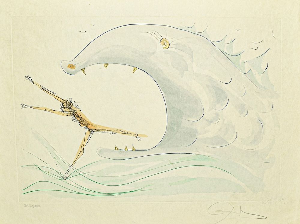 Appraisal: Salvador Dali Etching Jonah and the Whale This piece has