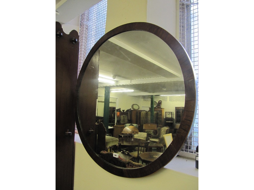 Appraisal: Mahogany framed circular wall mirror