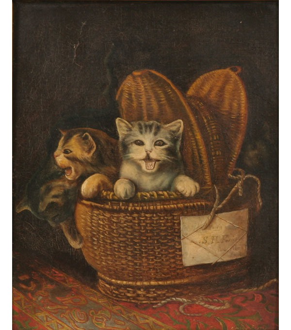 Appraisal: Horace Ferris American late th century Kittens in a basket