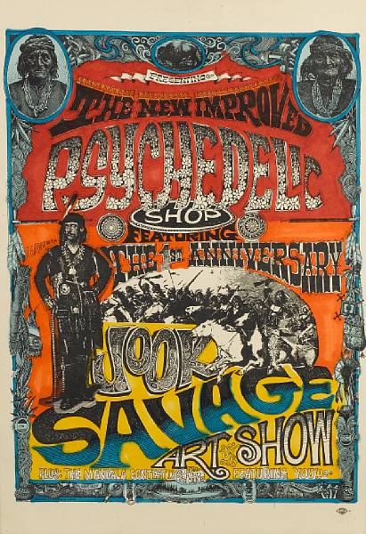 Appraisal: Rick Griffin New Psychedelic Shop Art Show poster hand-colored with