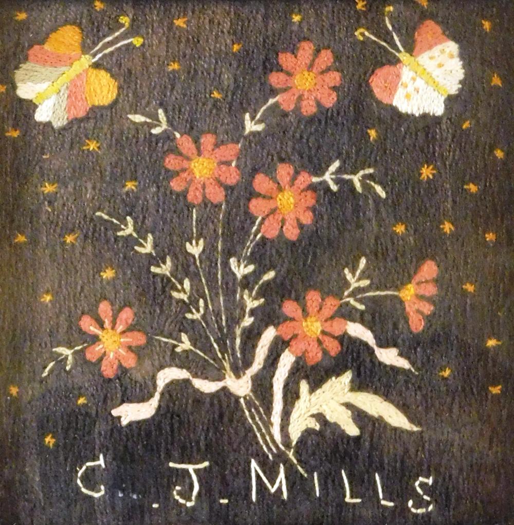 Appraisal: Woolwork signed C J Mills th early th C embroidered