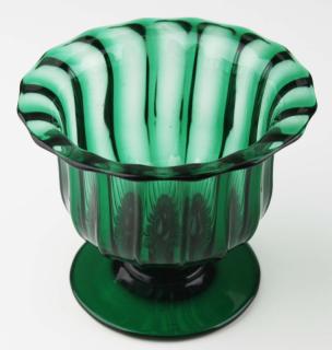 Appraisal: th c pattern molded open sugar bowl emerald green glass