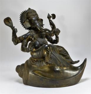 Appraisal: C Indian Gilt Bronze Sculpture of Ganesha INDIA TH CENTURY