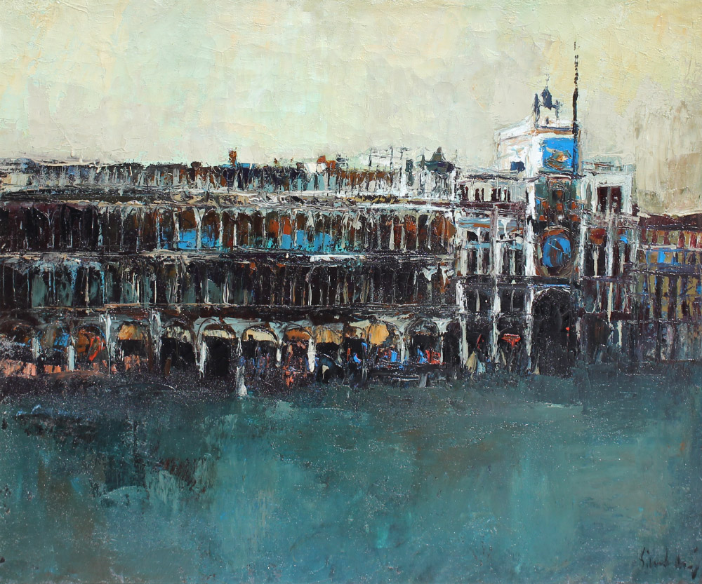 Appraisal: LARGE NICOLA SIMBARI SAN MARCO SQUARE PAINTING SIMBARI Nicola Italian