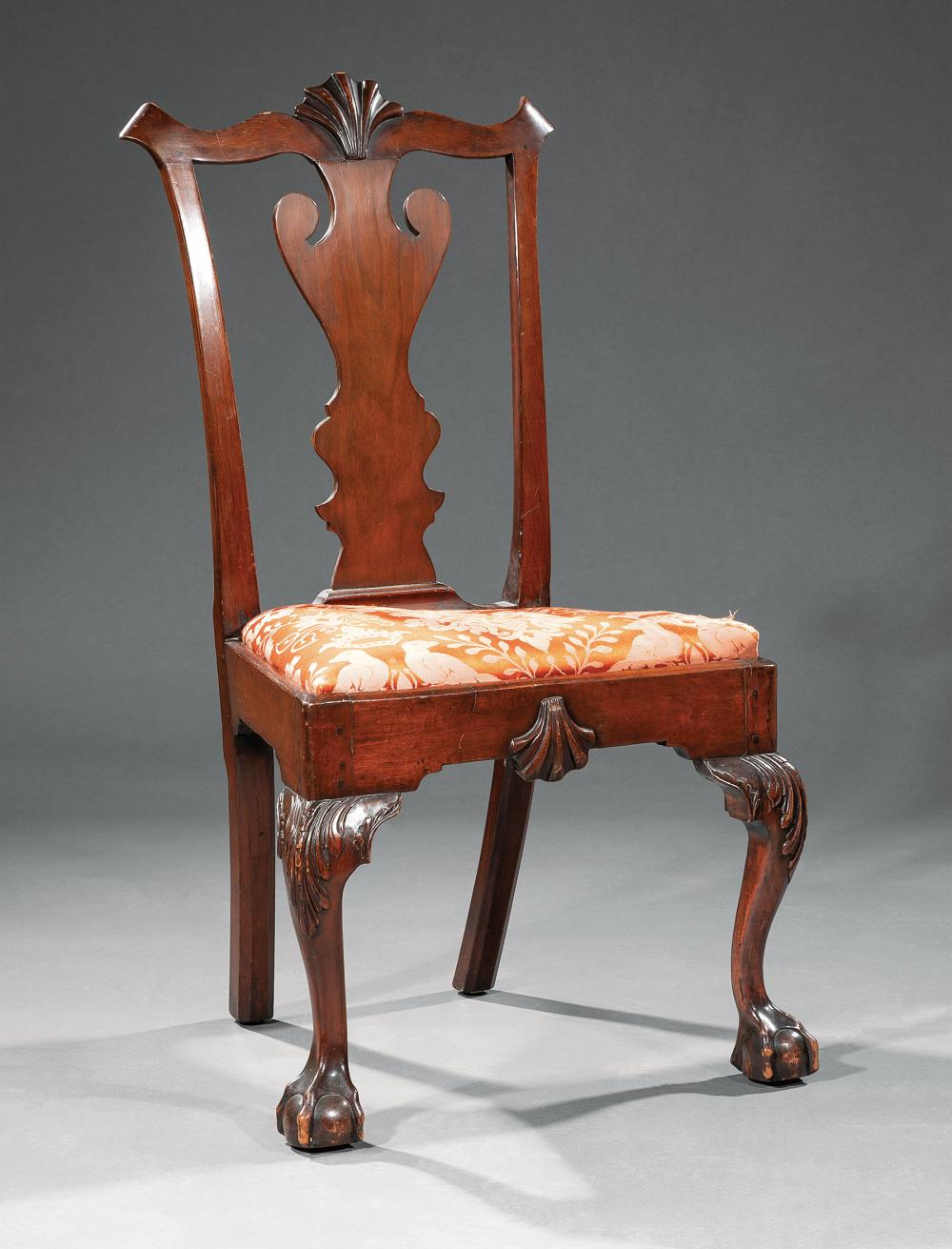 Appraisal: Fine American Chippendale Carved Mahogany Side Chair late th c