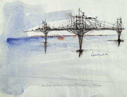 Appraisal: CONSTANT Amsterdam - Utrecht Bridge Watercolour over pen on wove