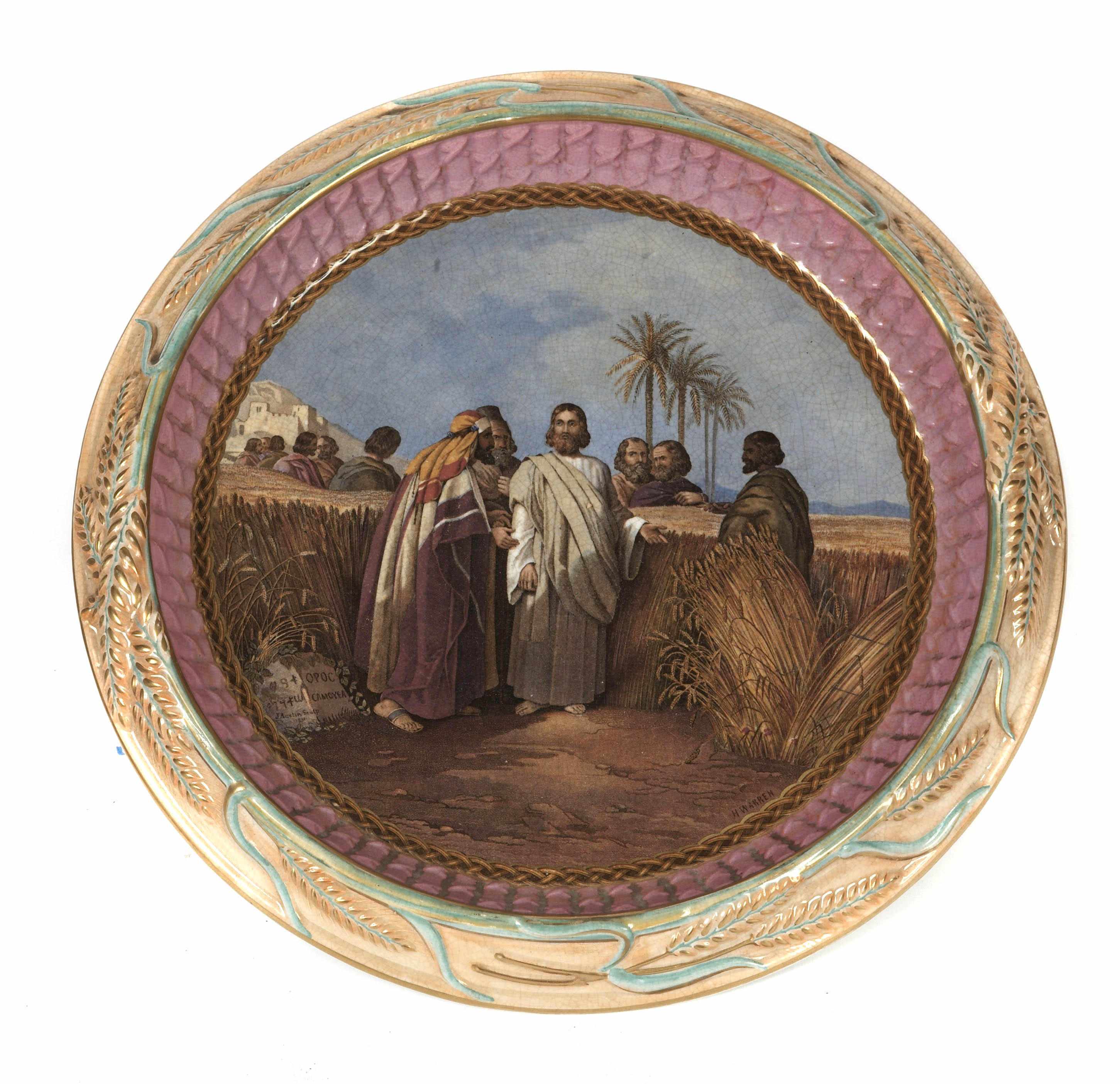 Appraisal: An English eartherware charger Christ in the Cornfield after H