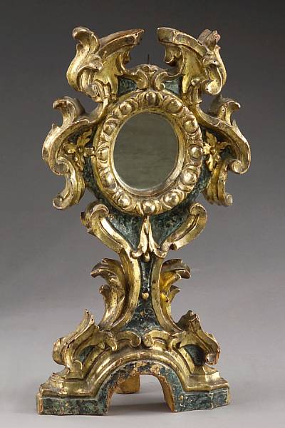 Appraisal: An Italian carved giltwood and polychrome reliquary th century The