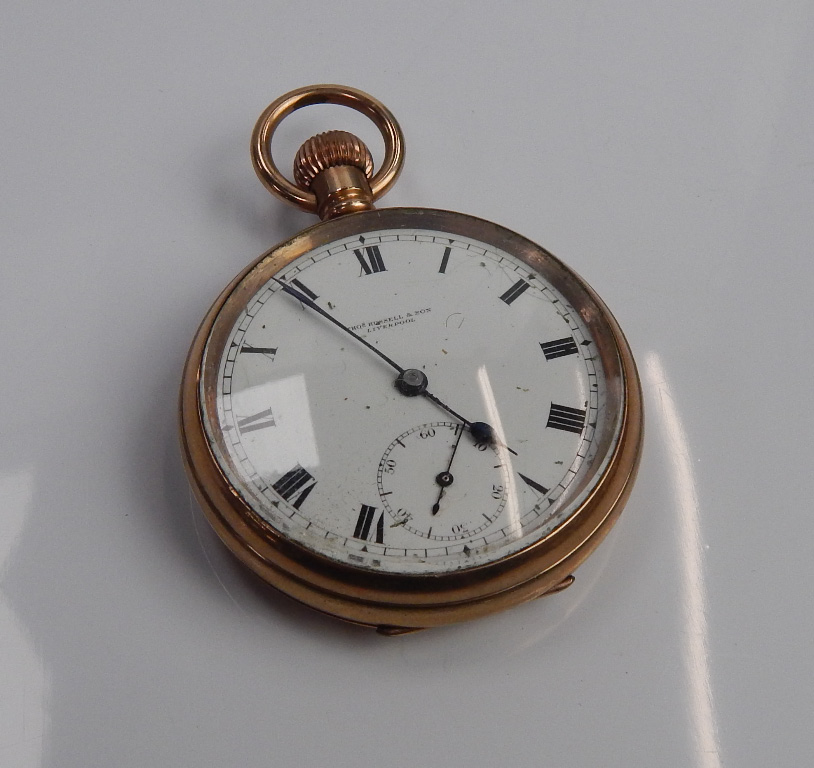 Appraisal: A gold plated pocket watch for Thos Russell Son Liverpool