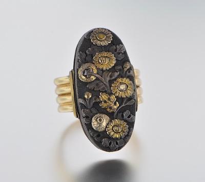 Appraisal: A Japanese Mixed Metal Kashira Ring k yellow gold reeded