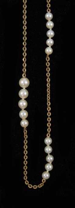 Appraisal: PEARL AND FOURTEEN KARAT GOLD NECKLACE with sections of k