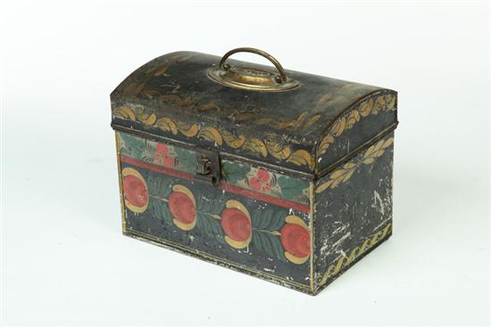 Appraisal: TOLE DOME-TOP DOCUMENT BOX American nd quarter- th century Original