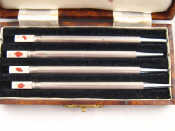 Appraisal: A boxed set of four silver bridge pencils